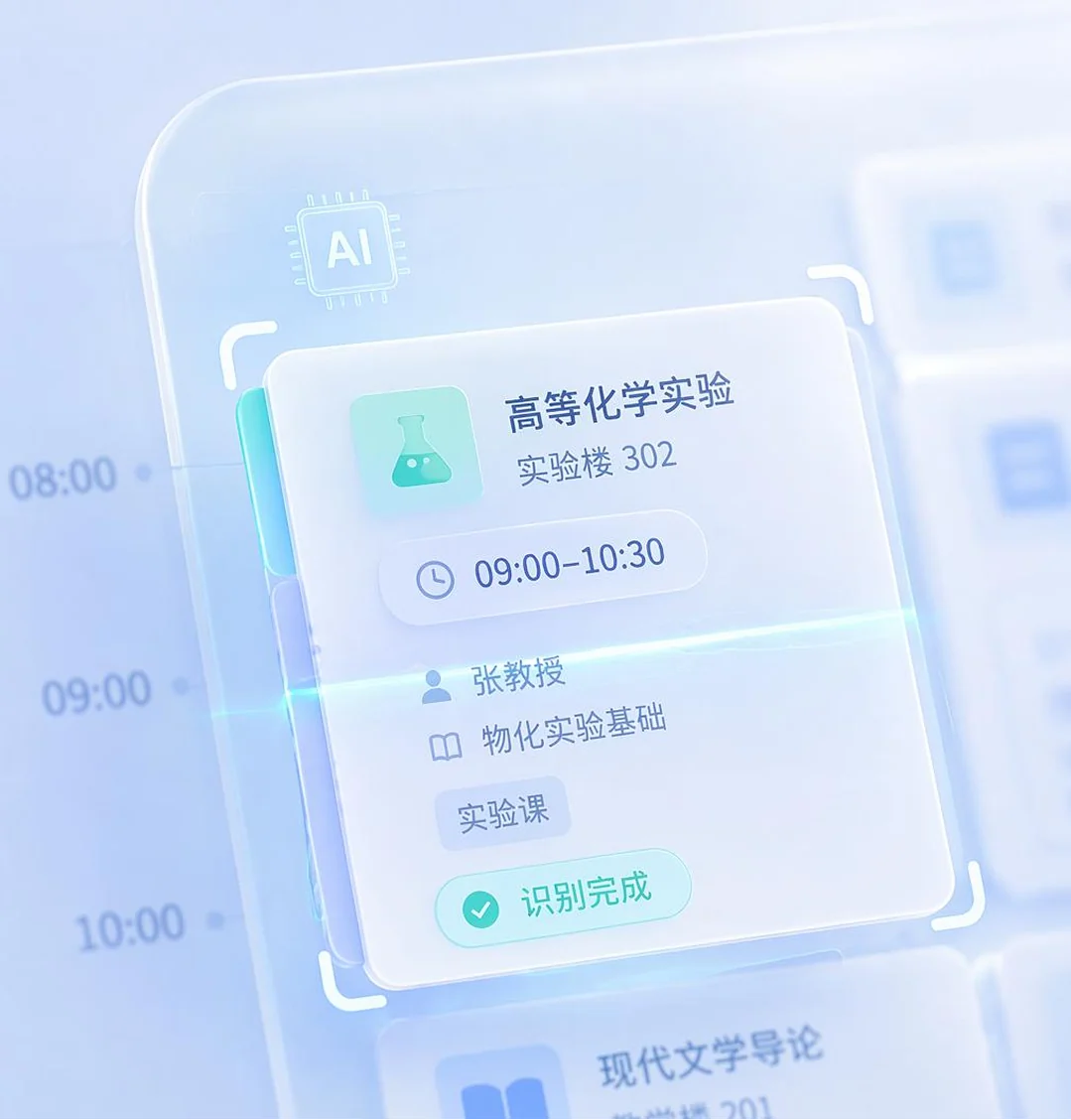 课查查 AI 识别课程信息界面